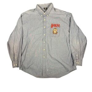 Vintage Warner Bros. Studio Store Tazmanian Devil‎ Button Up Shirt XXL Blue